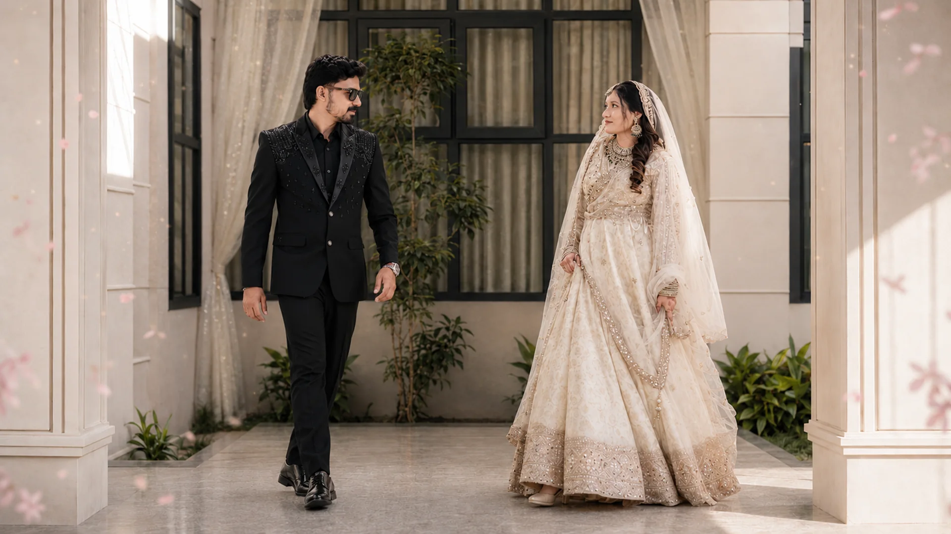 The couple almost together on their final walking step