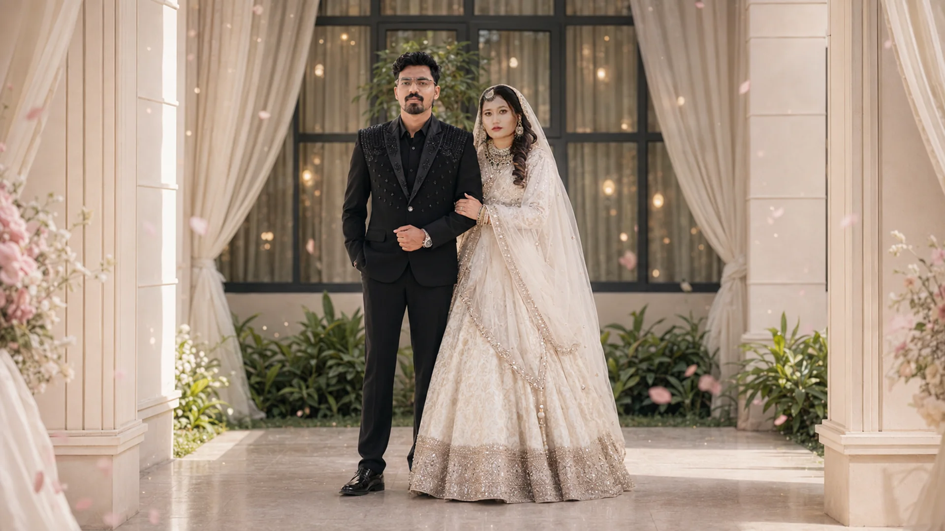 Mohamed Badusha and Mumthas Nadeera together in their final wedding pose